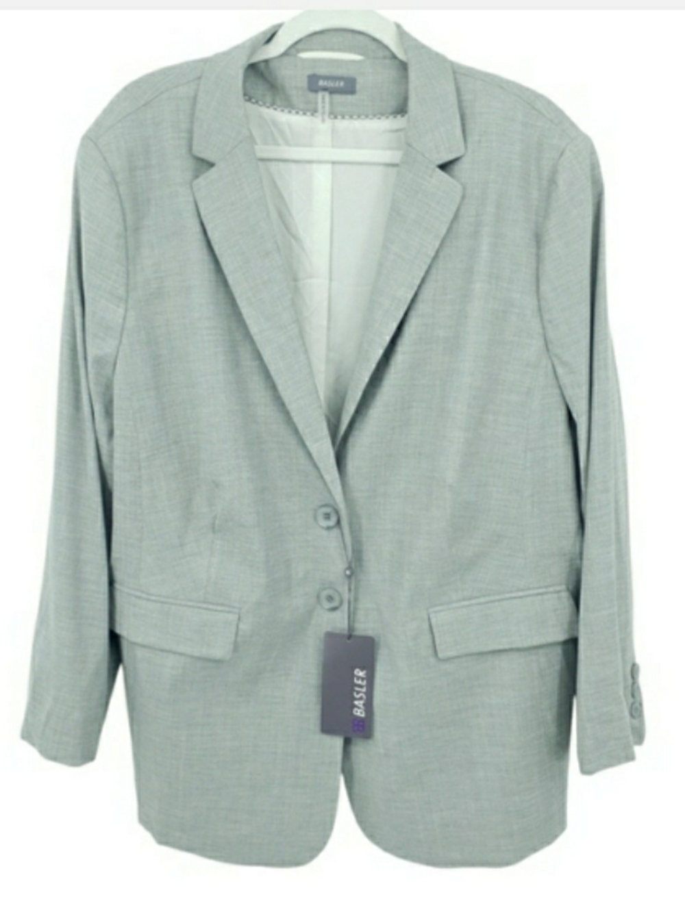 NWOT Basler Wool Blend 2 Button Blazer Grey Women's Size 24 Business Office Work